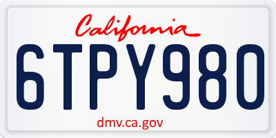 CA license plate 6TPY980