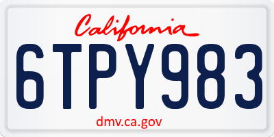 CA license plate 6TPY983