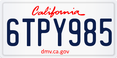 CA license plate 6TPY985
