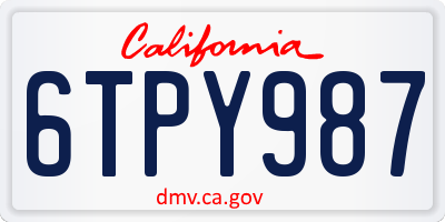 CA license plate 6TPY987