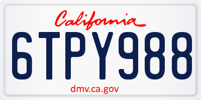 CA license plate 6TPY988