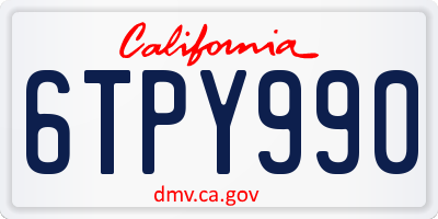 CA license plate 6TPY990