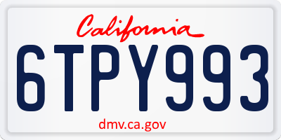 CA license plate 6TPY993