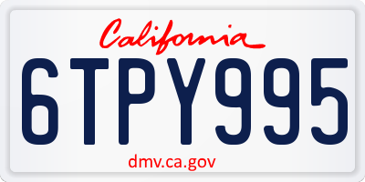 CA license plate 6TPY995