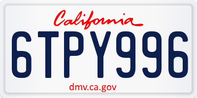 CA license plate 6TPY996