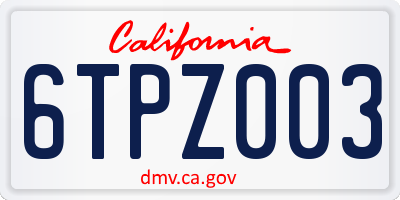 CA license plate 6TPZ003