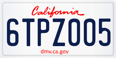 CA license plate 6TPZ005