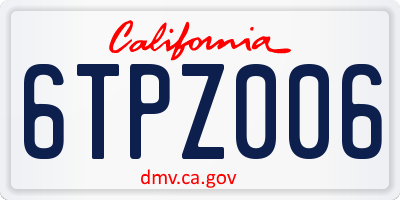 CA license plate 6TPZ006