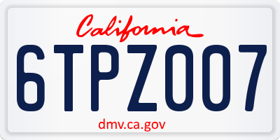 CA license plate 6TPZ007