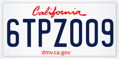 CA license plate 6TPZ009