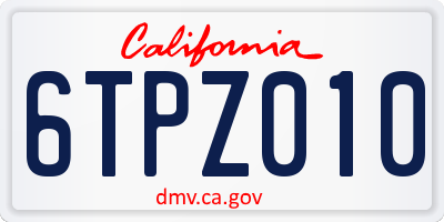 CA license plate 6TPZ010