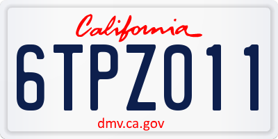 CA license plate 6TPZ011