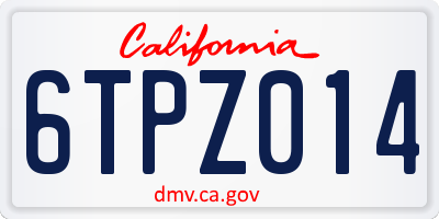 CA license plate 6TPZ014