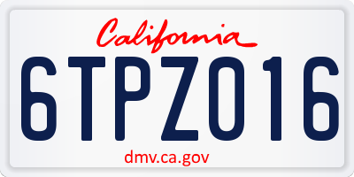 CA license plate 6TPZ016