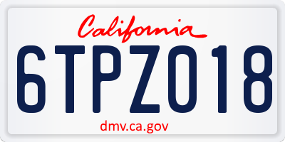 CA license plate 6TPZ018