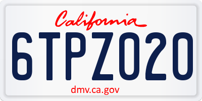 CA license plate 6TPZ020