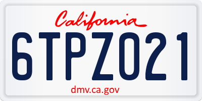 CA license plate 6TPZ021