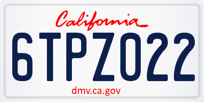 CA license plate 6TPZ022