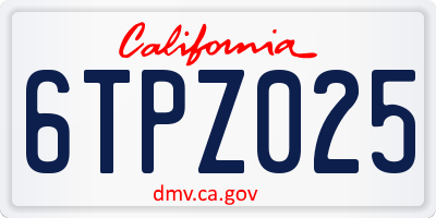 CA license plate 6TPZ025