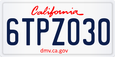 CA license plate 6TPZ030