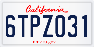 CA license plate 6TPZ031