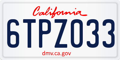 CA license plate 6TPZ033