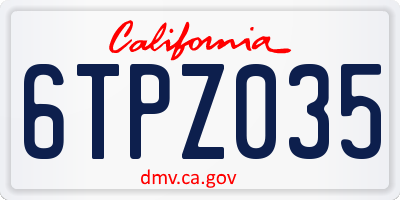 CA license plate 6TPZ035