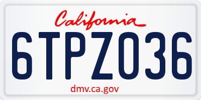 CA license plate 6TPZ036