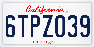 CA license plate 6TPZ039