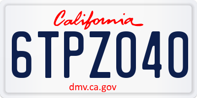 CA license plate 6TPZ040