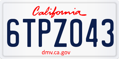 CA license plate 6TPZ043