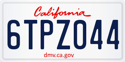 CA license plate 6TPZ044