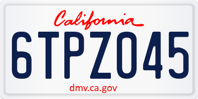 CA license plate 6TPZ045