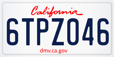 CA license plate 6TPZ046