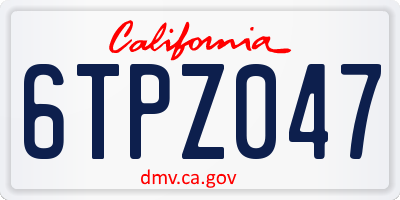CA license plate 6TPZ047