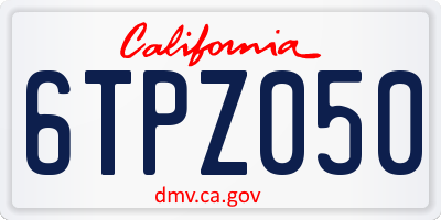 CA license plate 6TPZ050