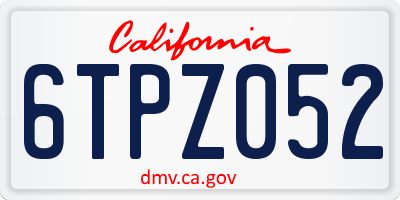 CA license plate 6TPZ052