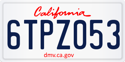 CA license plate 6TPZ053