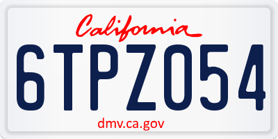 CA license plate 6TPZ054