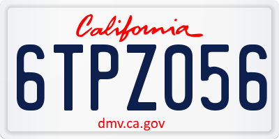 CA license plate 6TPZ056