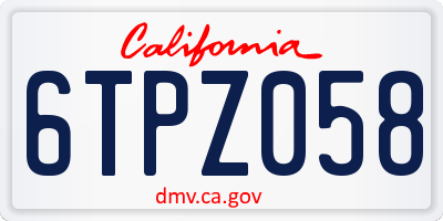CA license plate 6TPZ058