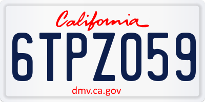 CA license plate 6TPZ059