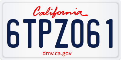 CA license plate 6TPZ061