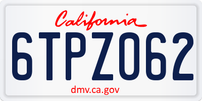 CA license plate 6TPZ062