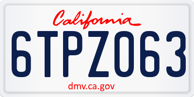 CA license plate 6TPZ063