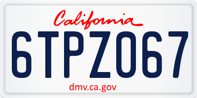 CA license plate 6TPZ067