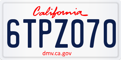 CA license plate 6TPZ070