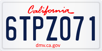 CA license plate 6TPZ071