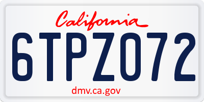 CA license plate 6TPZ072