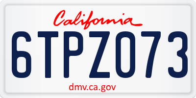 CA license plate 6TPZ073